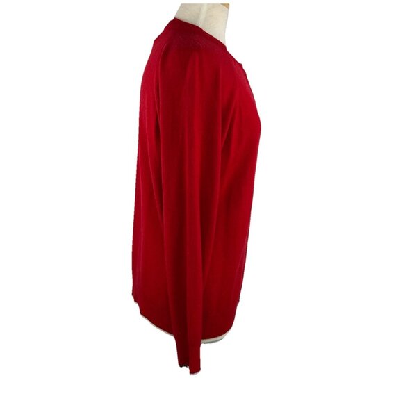 Vtg Designers Originals Sz L Red Cardigan Pearl Look Buttons Luxelon USA Made - Picture 5 of 7
